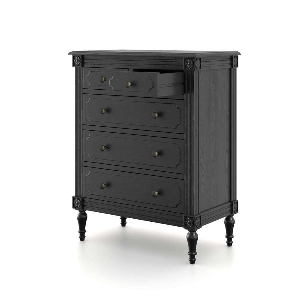 Casterton 5 Drawer Chest, Black